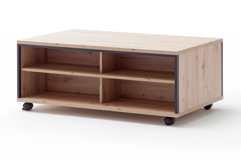 Shaginaw Sofabord 115 cm med Oppbevaringsskuff+Hyller på Hju - Eikefarge/Antracit - Møbler - Bord - Sofabord