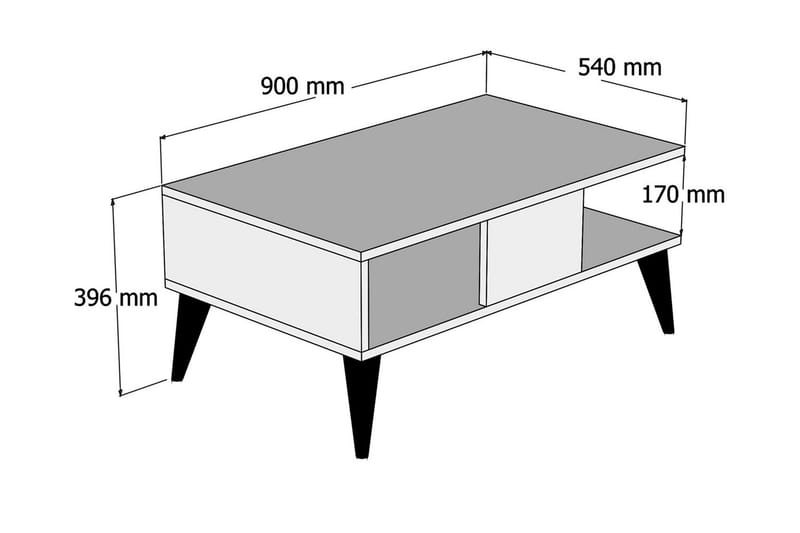 Sharod Sofabord 90 cm med Oppbevaringshylle Marmormønster - Valnøttsbrun/Svart - Møbler - Bord - Sofabord
