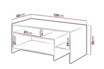 Shirley Sofabord 120 cm med Oppbevaringshyller - Hvit/Eikefarge - Møbler - Bord - Sofabord