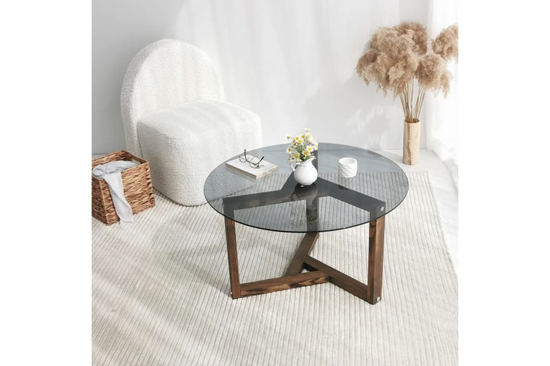 Sibas Sofabord 75 cm Rundt - Smoky / Teak - Møbler - Bord - Sofabord