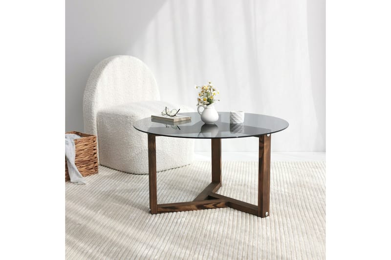 Sibas Sofabord 75 cm Rundt - Smoky / Teak - Møbler - Bord - Sofabord