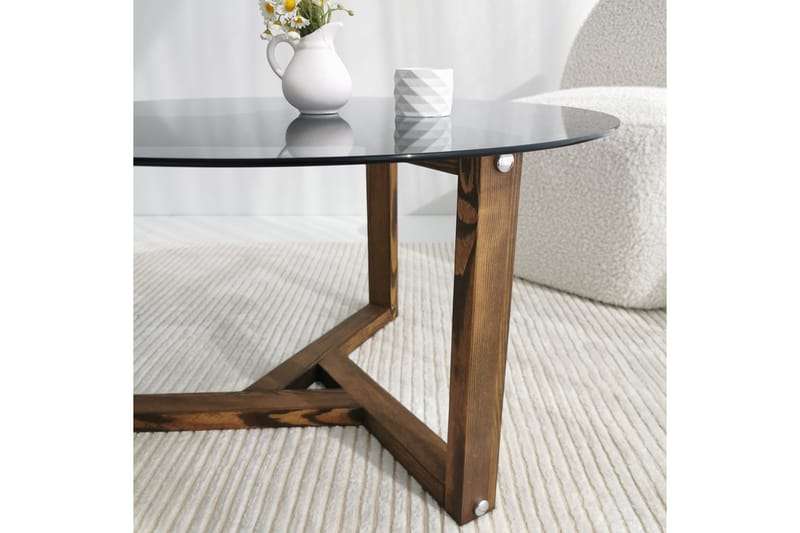 Sibas Sofabord 75 cm Rundt - Smoky / Teak - Møbler - Bord - Sofabord