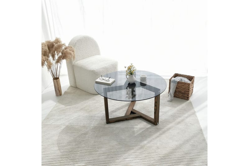 Sibas Sofabord 75 cm Rundt - Smoky / Teak - Møbler - Bord - Sofabord