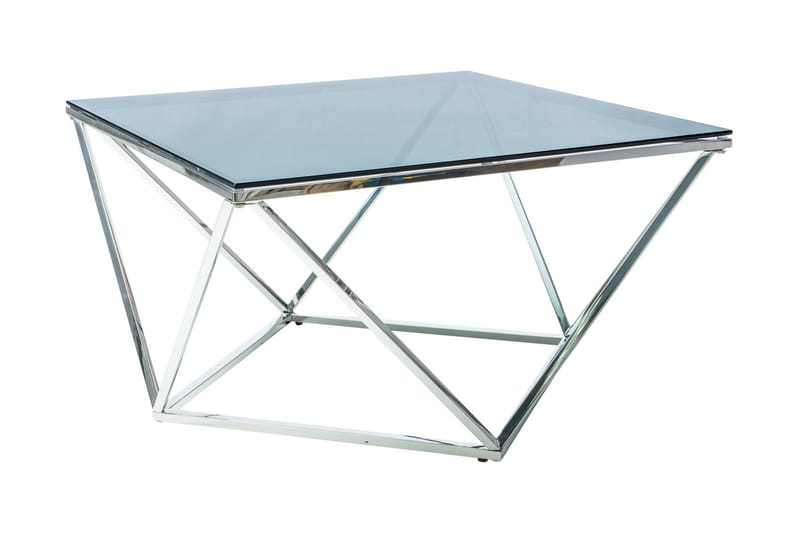 Silvero Sofabord 80 cm - Glass/Silver - Sofabord