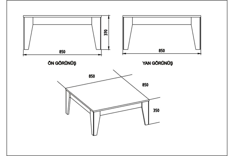 Sincerely Sofabord 85 cm Marmormønster - Svart/Valnøttsbrun - Sofabord