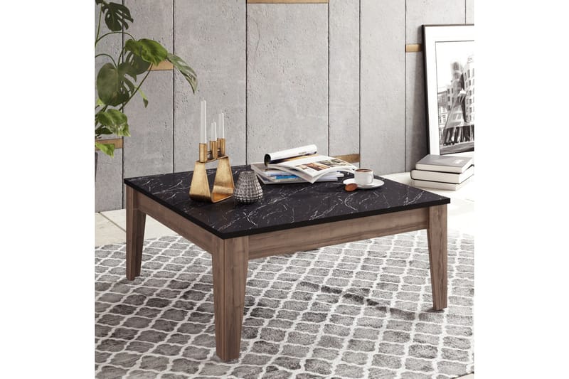 Sincerely Sofabord 85 cm Marmormønster - Svart/Valnøttsbrun - Møbler - Bord - Sofabord