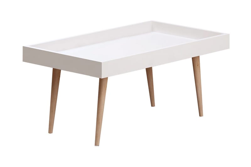 Skaberg 80 cm Rektangulært Sofabord med Koniske Ben i Malt Tre, Hvit