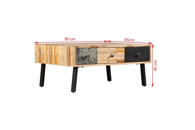 Sofabord gjenvunnet heltre teak 90x65x40 cm - Resirkulert Tre - Sofabord