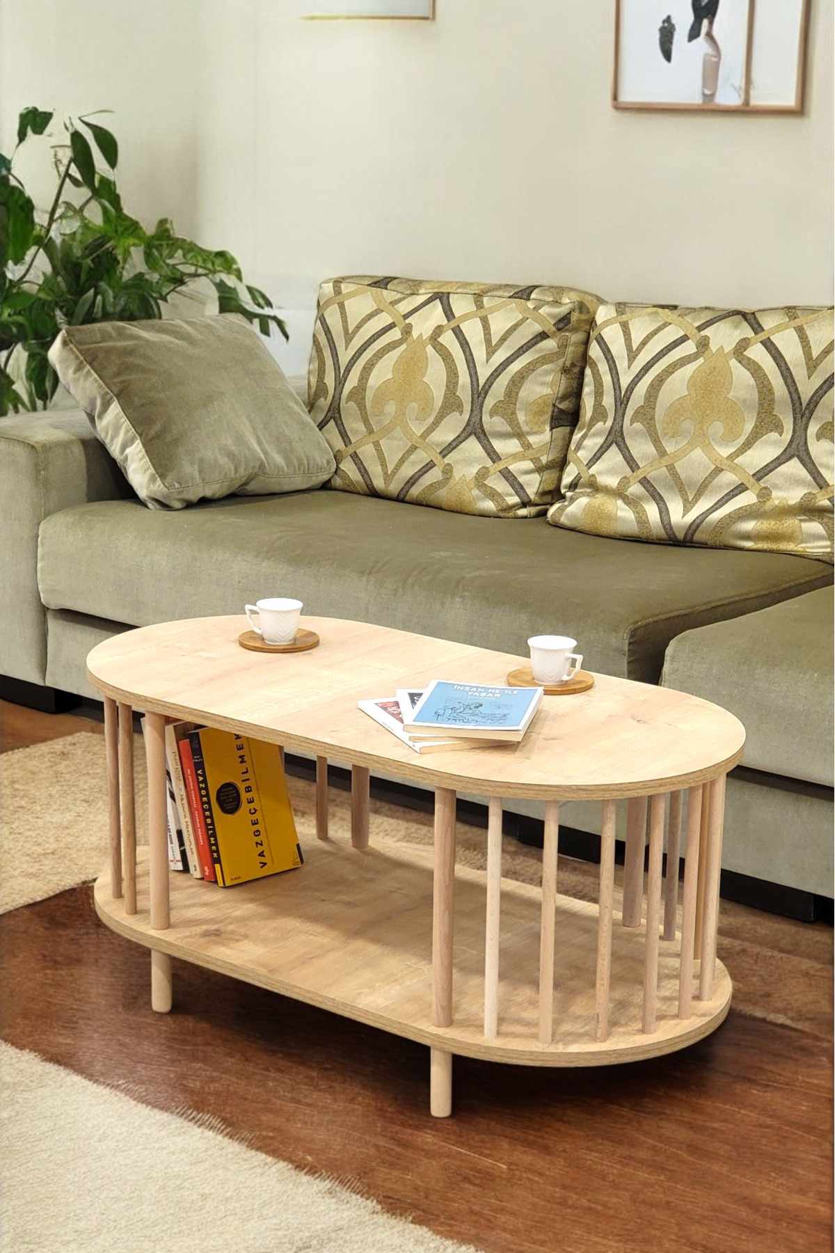 Sofabord Hanah Home Peka Round (90 x 43 x 45 cm) Sapphire Oak - Sapphire Oak