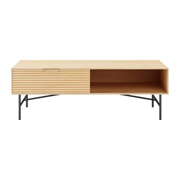 Sofabord HOME4YOU Bassel 120x60x40 cm 3D melamin - lys tredekor med svarte ben/gyldne håndtak - Møbler - Bord - Sofabord