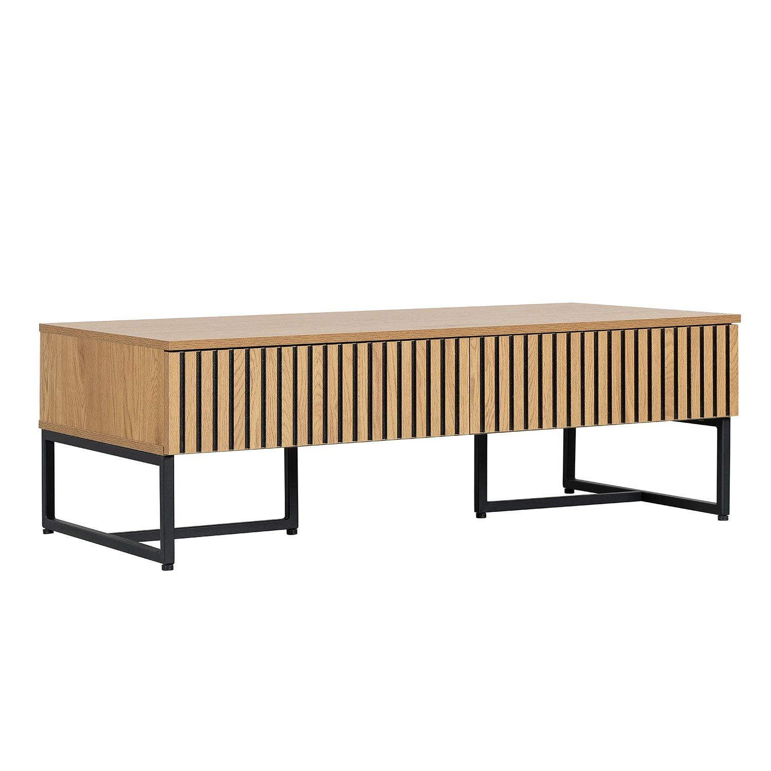 Sofabord HOME4YOU Hampton 120x60x40 cm melamin med eikebark - melamin med eikebark; svarte detaljer