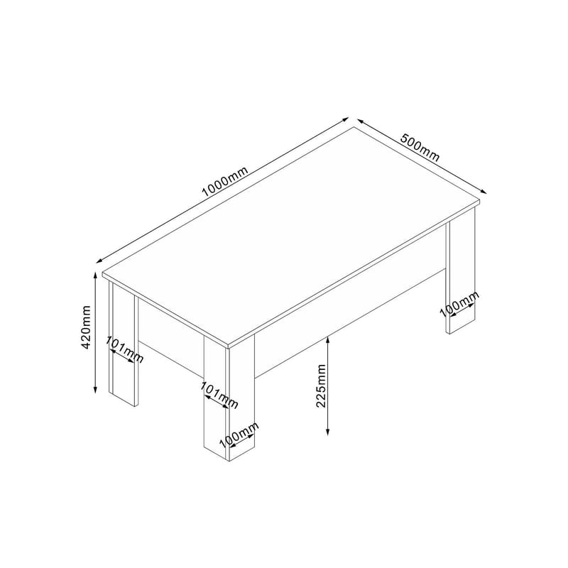 Sofabord HOME4YOU Hannes 100x50x42 cm rustikk melamin - Brun - Møbler - Bord - Sofabord