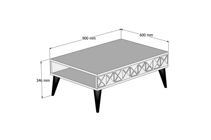 Muennink Sofabord 90 cm med Oppbevaringshylle - Kremhvit/Brun - Møbler - Bord - Sofabord - Sofabord med oppbevaring