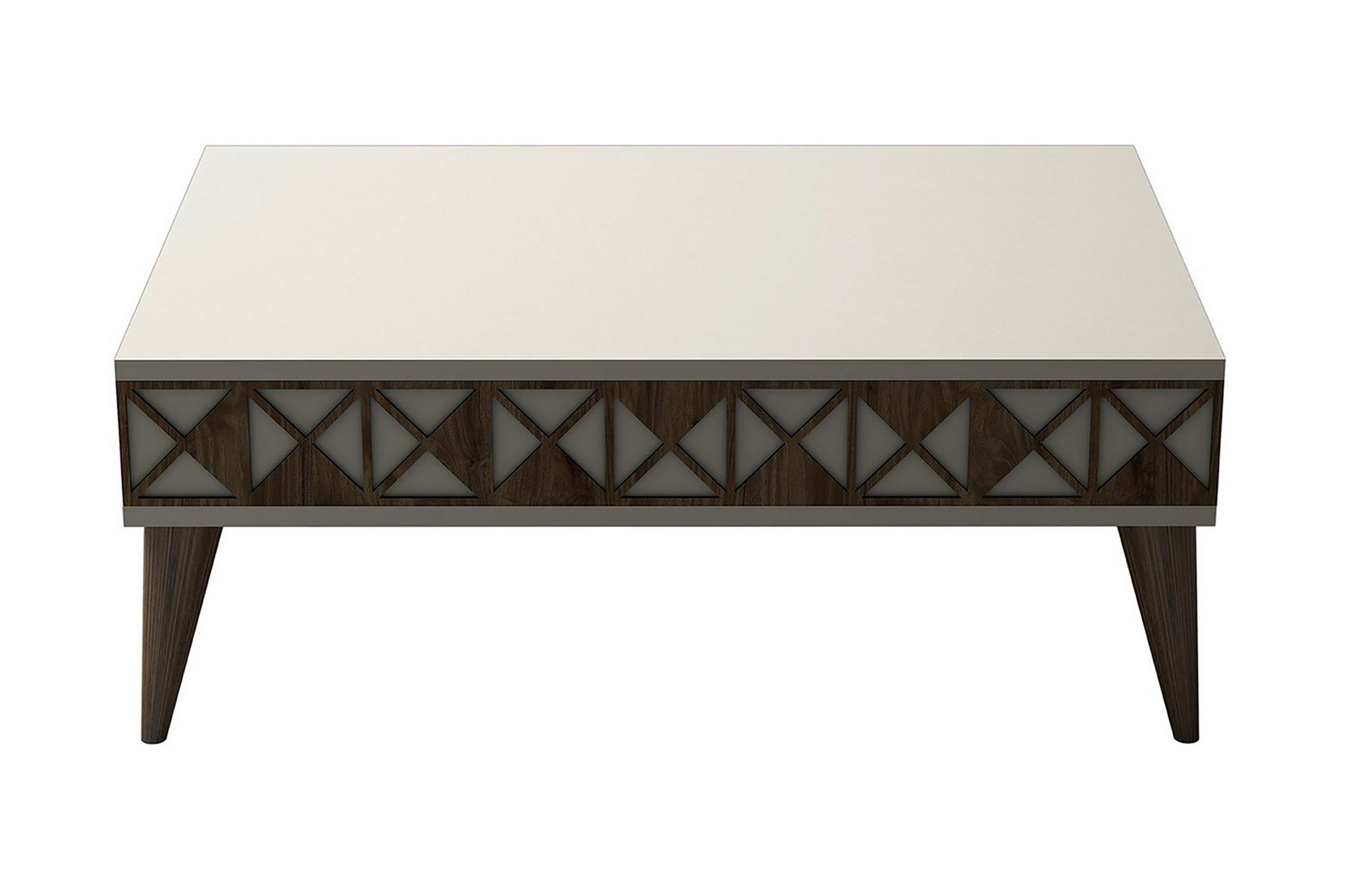 Muennink Sofabord 90 cm med Oppbevaringshylle - Kremhvit/Brun