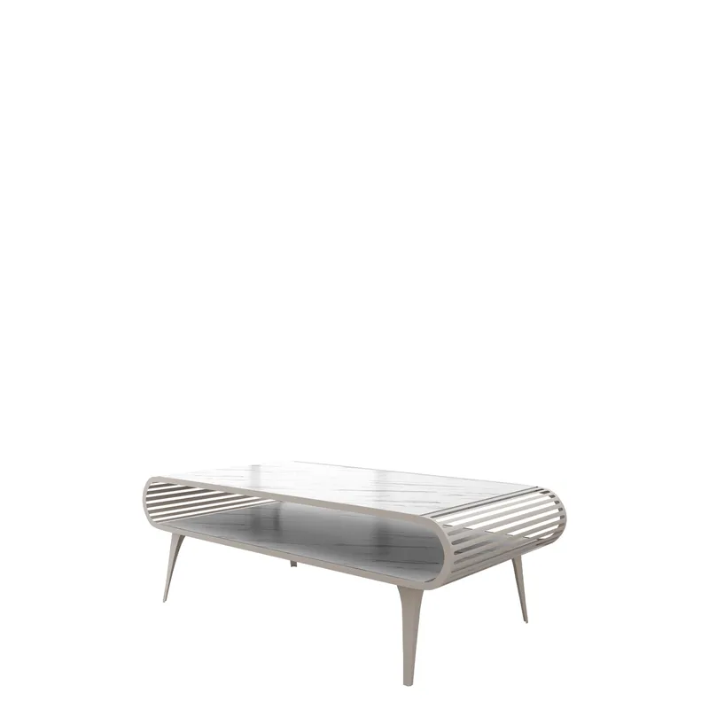 Salvaris Sofabord 120 cm, Beige med hvit marmorlook