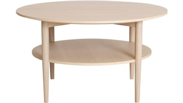 Sofabord Ravik med Hylle Ø90 cm - Hvitpigmentert - Møbler - Bord - Sofabord - Sofabord med oppbevaring