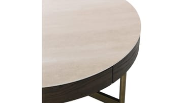 Sofabord Myrdal med Travertintopp 55 cm - Travertintopp med bronsefargede metallben - Møbler - Bord - Sofabord