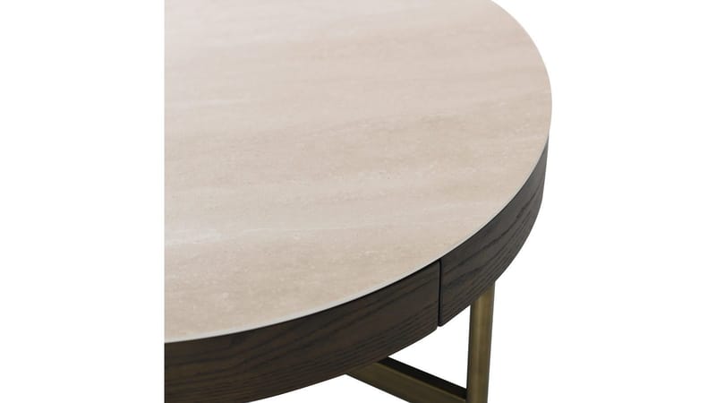 Sofabord Myrdal med Travertintopp 55 cm - Travertintopp med bronsefargede metallben - Møbler - Bord - Sofabord
