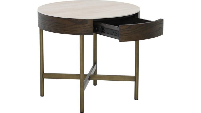 Sofabord Myrdal med Travertintopp 55 cm - Travertintopp med bronsefargede metallben - Møbler - Bord - Sofabord