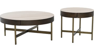 Sofabord Myrdal med Travertintopp 55 cm - Travertintopp med bronsefargede metallben - Møbler - Bord - Sofabord