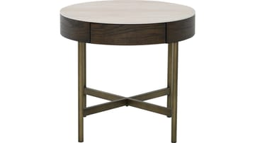 Sofabord Myrdal med Travertintopp 55 cm - Travertintopp med bronsefargede metallben - Møbler - Bord - Sofabord