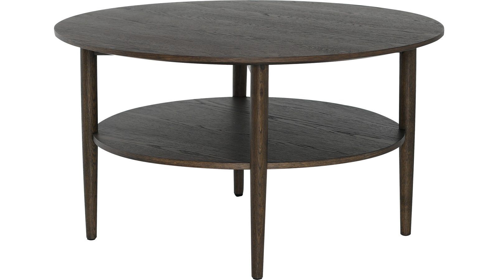 Sofabord Ravik med Hylle Ø90 cm - Brun
