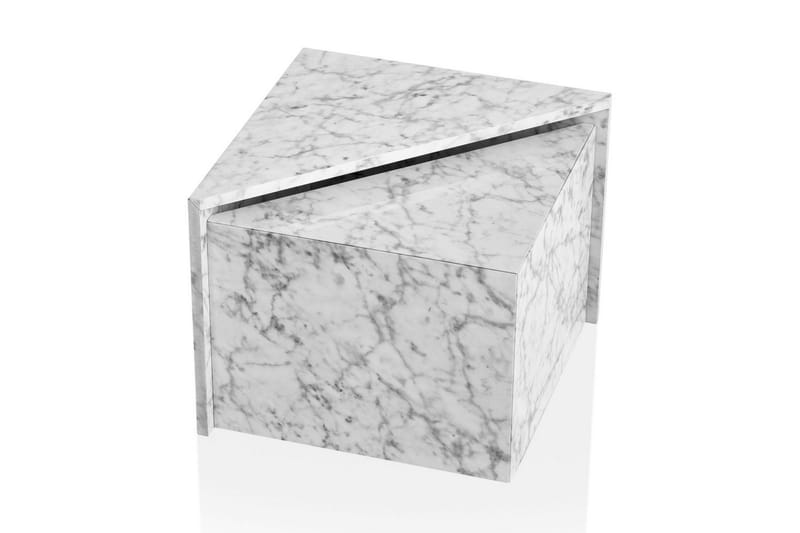 Sofabord Wohnling Sett av 2 MONOBLOC høyglans trekantet, moderne stil Marmor, Hvit - Marmor, Hvit - Møbler - Bord - Sofabord - Kistebord