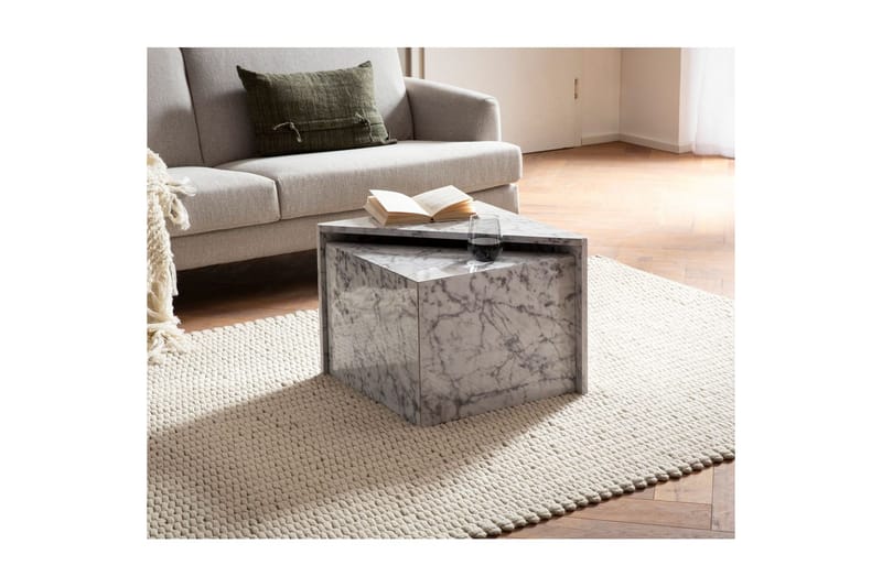 Sofabord Wohnling Sett av 2 MONOBLOC høyglans trekantet, moderne stil Marmor, Hvit - Marmor, Hvit - Møbler - Bord - Sofabord - Kistebord