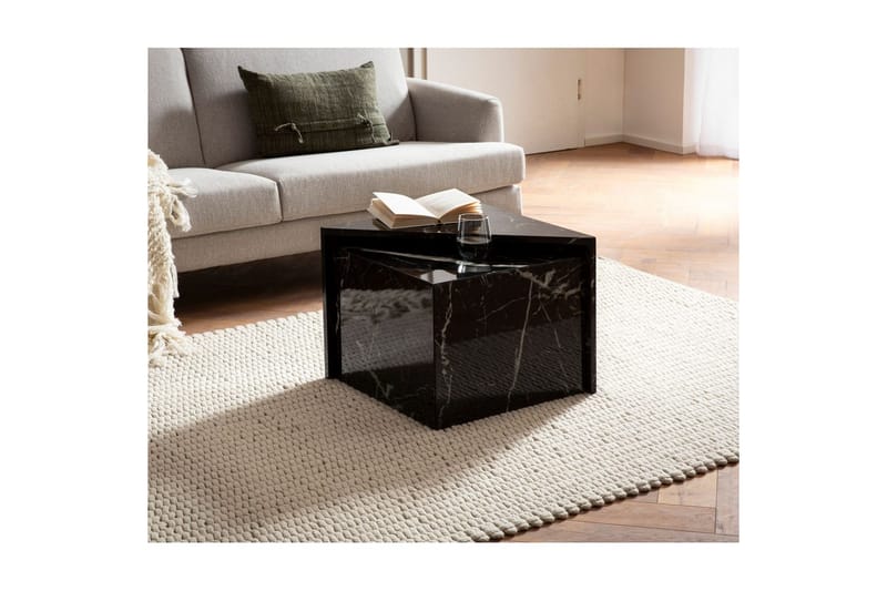 Sofabord Wohnling Sett av 2 MONOBLOC høyglans trekantet, moderne stil Marmor, Svart - Marmor, Svart - Møbler - Bord - Sofabord - Kistebord