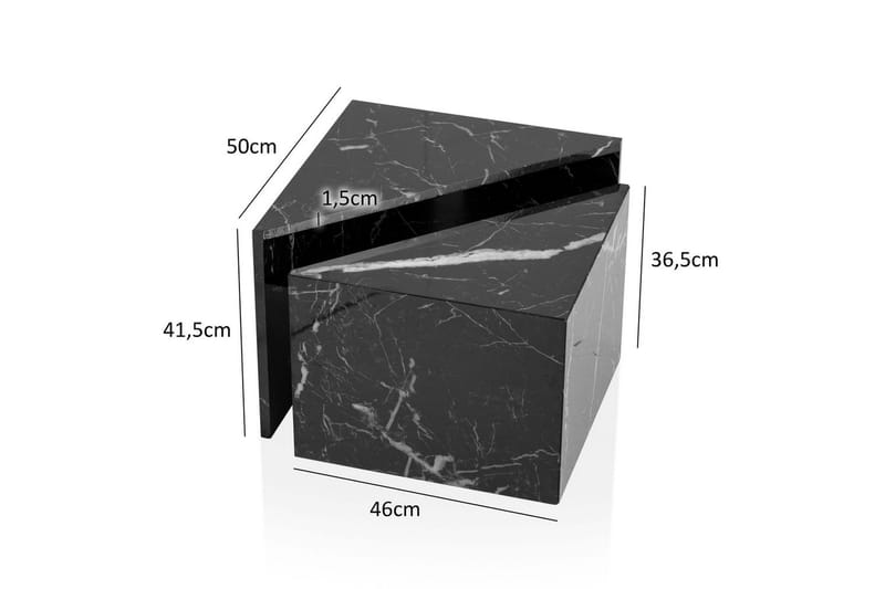 Sofabord Wohnling Sett av 2 MONOBLOC høyglans trekantet, moderne stil Marmor, Svart - Marmor, Svart - Møbler - Bord - Sofabord - Kistebord