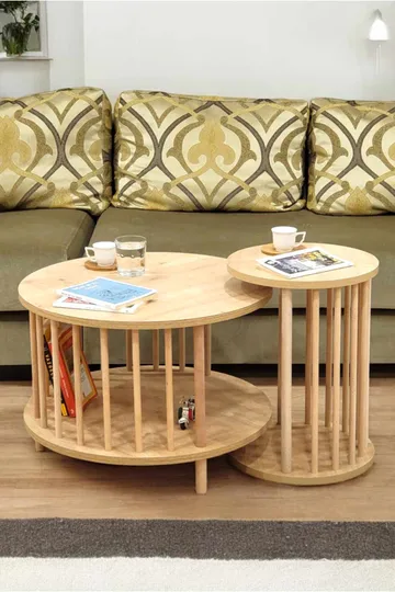 Sofabordsett Hanah Home Peka Set Pro (Ø60 x H43 cm) Sapphire Oak - Sapphire Oak - Møbler - Bord - Sofabord