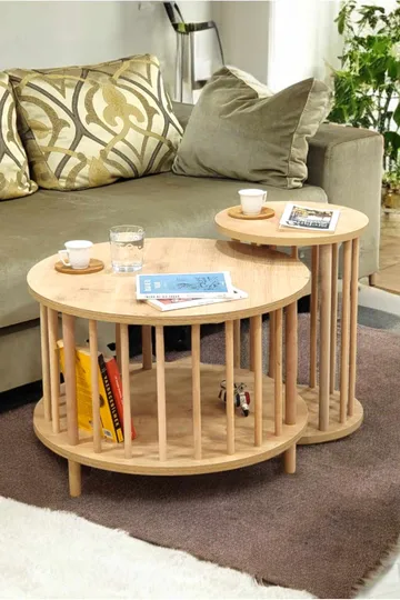 Sofabordsett Hanah Home Peka Set Pro (Ø60 x H43 cm) Sapphire Oak - Sapphire Oak - Møbler - Bord - Sofabord