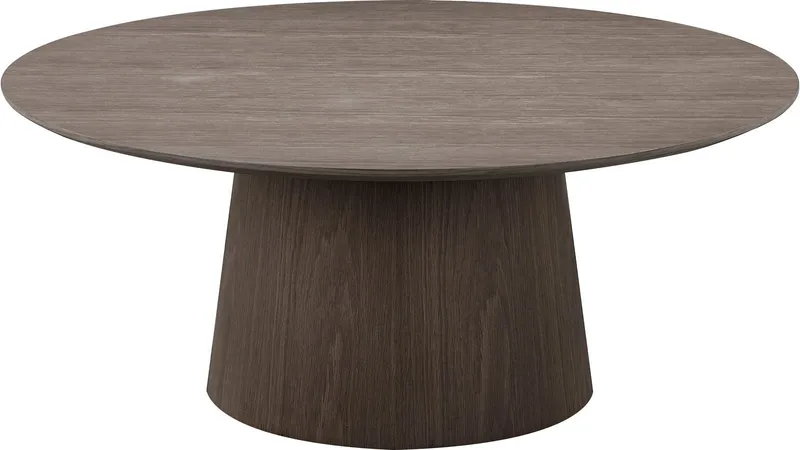 Sofabord Solhem 100 cm, Brunlakkert eik, svartlakkert askefiner, hvitpigmentert eikefinish