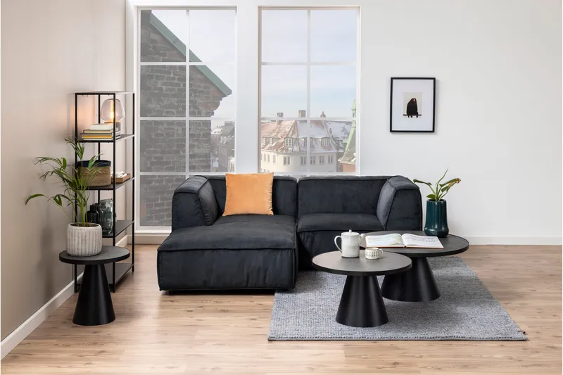 Soli Forlengingsbart Sofabord 66 cm Rundt - Glass/Svart/Matt Svart - Møbler - Bord - Sofabord