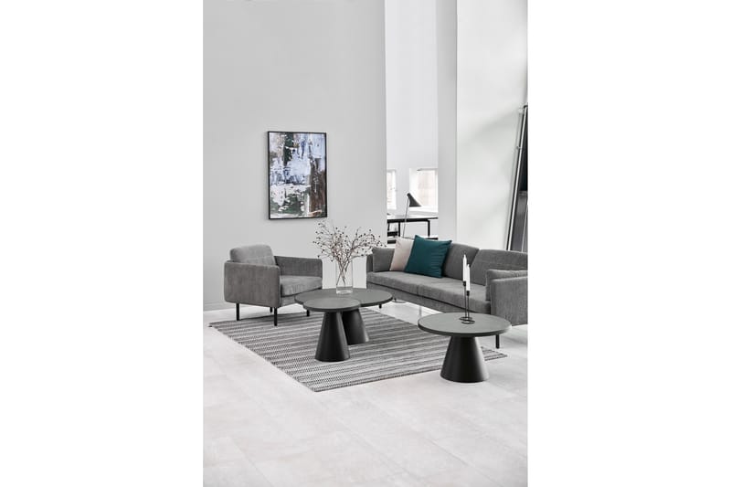 Soli Sofabord 46 cm Rundt - Glass/Svart/Matt Svart - Møbler - Bord - Sofabord