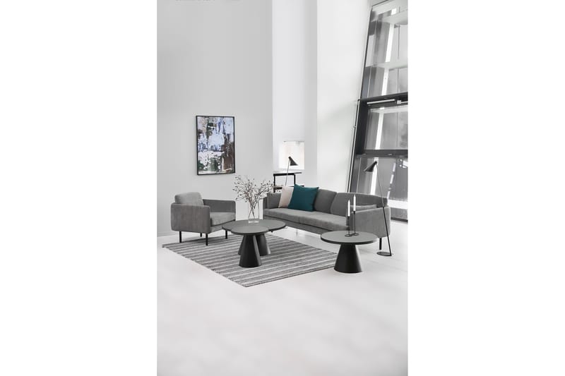 Soli Sofabord 46 cm Rundt - Glass/Svart/Matt Svart - Møbler - Bord - Sofabord