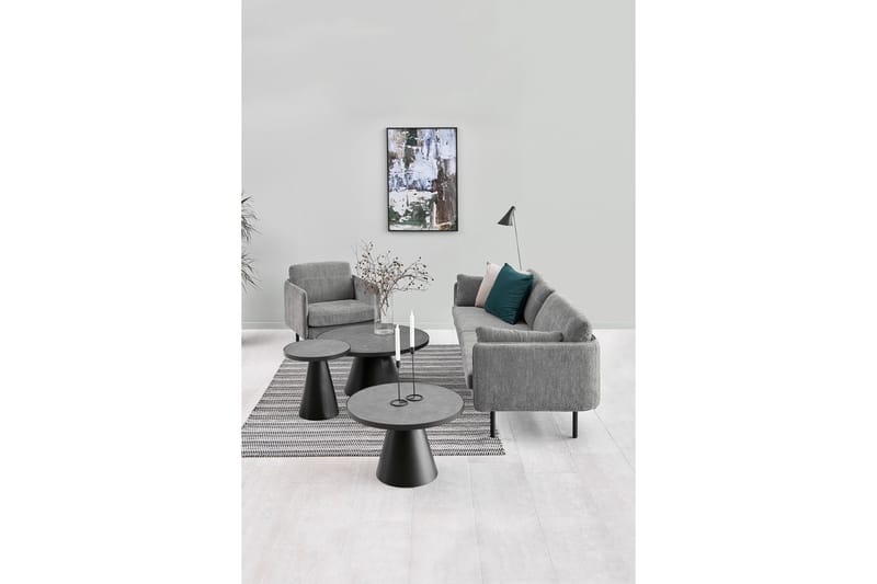 Soli Sofabord 46 cm Rundt - Glass/Svart/Matt Svart - Møbler - Bord - Sofabord