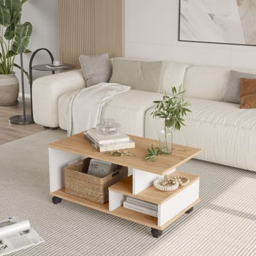 Solven Sofabord 90x42,5x51 cm - Eik og hvit - Møbler - Bord - Sofabord