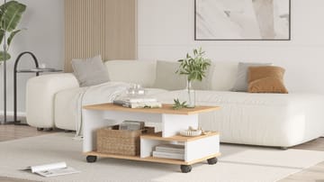 Solven Sofabord 90x42,5x51 cm - Eik og hvit - Møbler - Bord - Sofabord