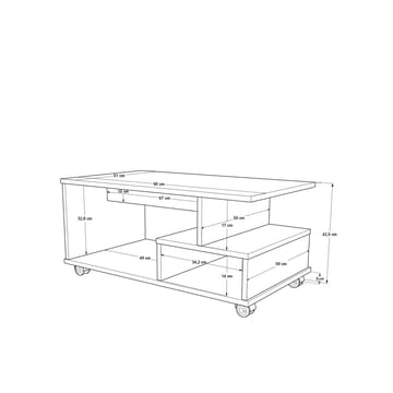 Solven Sofabord 90x42,5x51 cm - Eik/Antrasitt - Møbler - Bord - Sofabord
