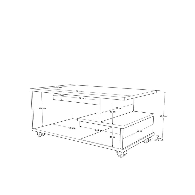Solven Sofabord 90x42,5x51 cm - Eik/Antrasitt - Møbler - Bord - Sofabord