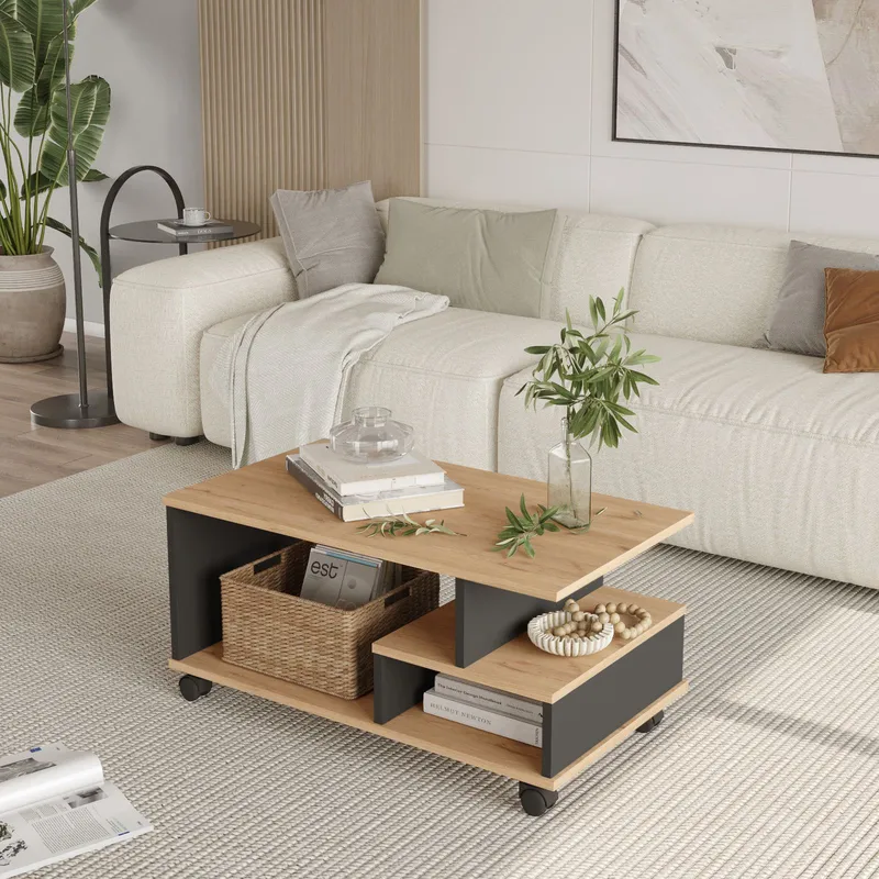 Solven Sofabord 90x42,5x51 cm - Eik/Antrasitt - Møbler - Bord - Sofabord