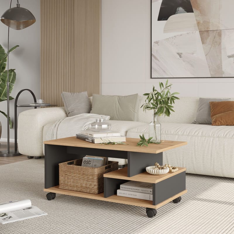 Solven Sofabord 90x42,5x51 cm - Eik/Antrasitt - Møbler - Bord - Sofabord