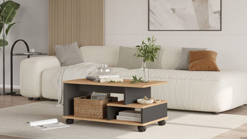 Solven Sofabord 90x42,5x51 cm - Eik/Antrasitt - Møbler - Bord - Sofabord