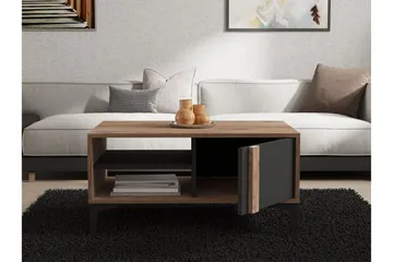 Sonay 90 cm Rektangulært Sofabord med Hyller i Lakkert Tre - Brun - Møbler - Bord - Sofabord