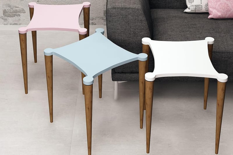 Springtime Settbord 50 cm 3 Bord - Hvit/Rosa/Blå - Møbler - Bord - Sofabord