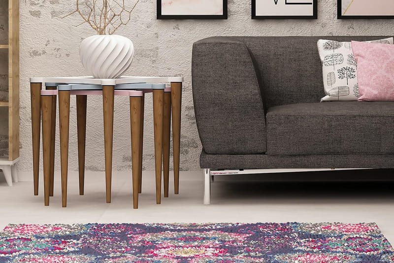 Springtime Settbord 50 cm 3 Bord - Hvit/Rosa/Blå - Møbler - Bord - Sofabord