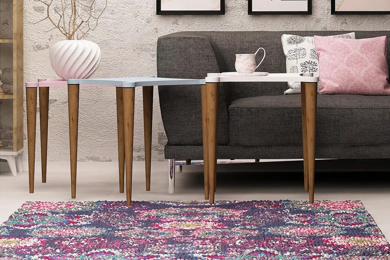 Springtime Settbord 50 cm 3 Bord - Hvit/Rosa/Blå - Møbler - Bord - Sofabord