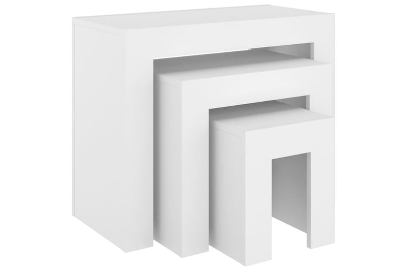 Stablebare salongbord 3 stk hvit sponplate - Hvit - Møbler - Bord - Sofabord