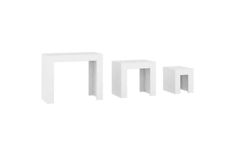 Stablebare salongbord 3 stk hvit sponplate - Hvit - Møbler - Bord - Sofabord